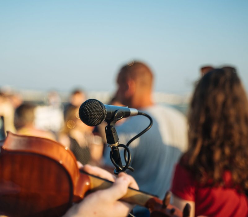 Retro microphone for outdoor concert party.